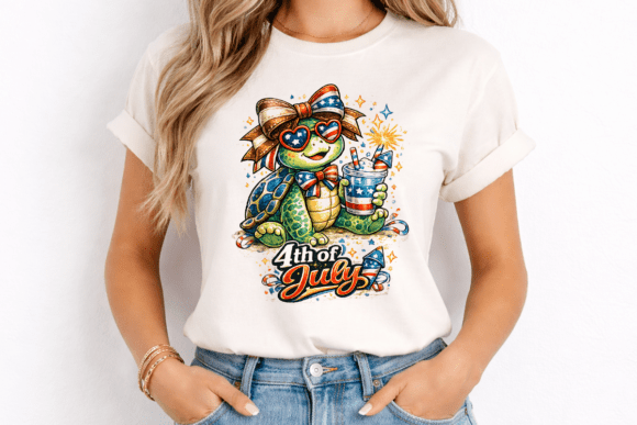 4th of July Turtle PNG Design: A Cute Patriotic Asset