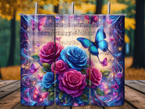Blue Rose Butterfly Music Notes Tumbler: A Designer's Review