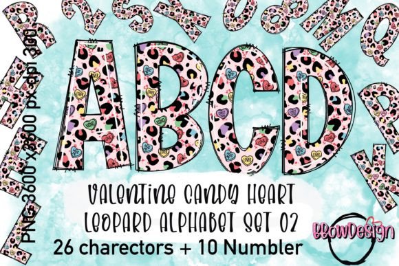 Candy Heart Leopard Valentines Alphabet: Bold, Playful Design
