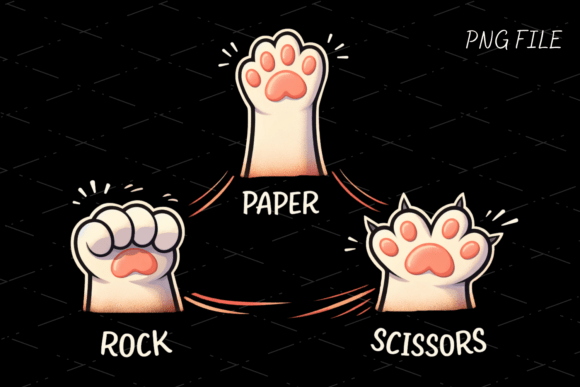 Cat Paw Rock Paper Scissors PNG: A Playful Design Asset