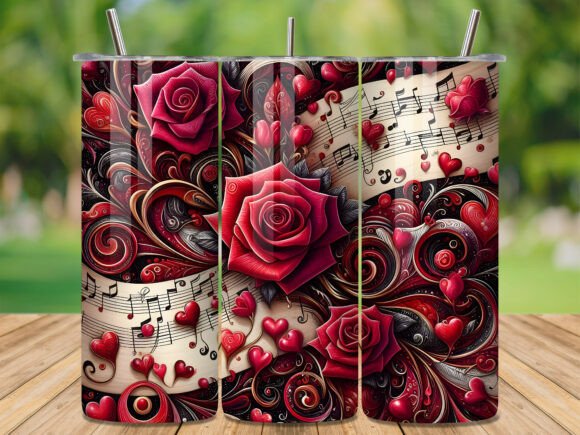 Crafting a Musical Vibe with the Red Rose Heart Note Music Tumbler Wrap