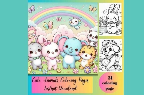 Cute Animals Coloring Book for Kids: A Creative Design Asset
