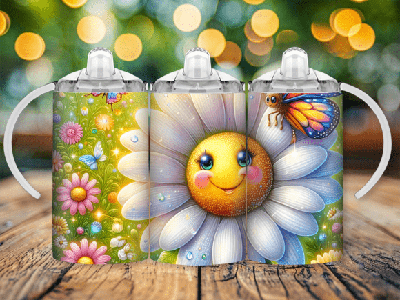 Daisy Butterfly Sippy Cup Kids Tumbler: A Creative Design Asset