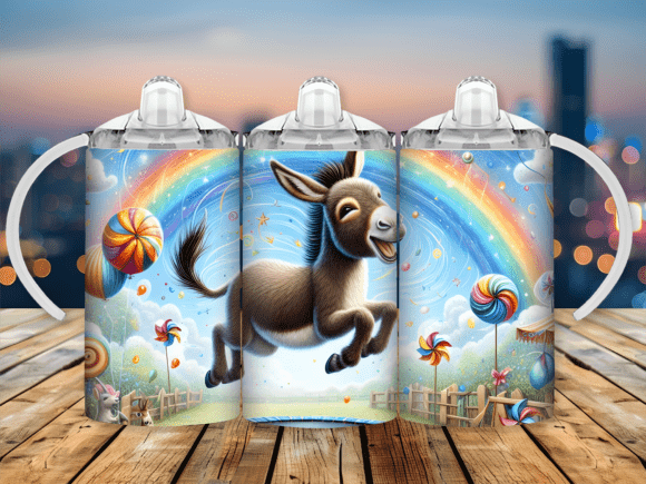 Donkey Rainbow Sippy Cup Kids Tumbler: Playful Design for Modern Drinkware