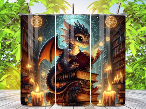 Enchant Your Brand with Magic Library Book Dragon Tumbler Wrap