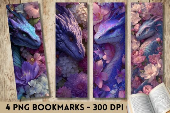 Floral Pastel Flower Dragon Bookmark: A Design Asset for Unique Projects