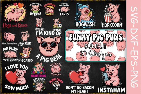 Funny Pig Puns SVG Bundle: A Design Asset for Playful Branding
