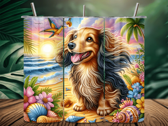 Haired Dachshund Beach Sunset Tumbler: A Design Deep Dive