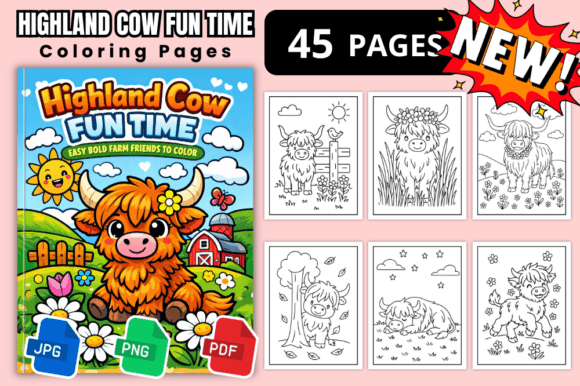 Highland Cow Fun Time: A Charming Design Asset