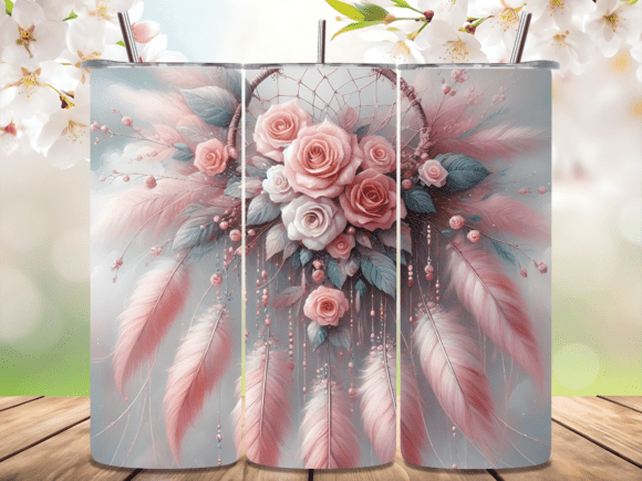 Pastel Rose Dream Catcher Tumbler Wrap: A Soft Touch for Custom Creations