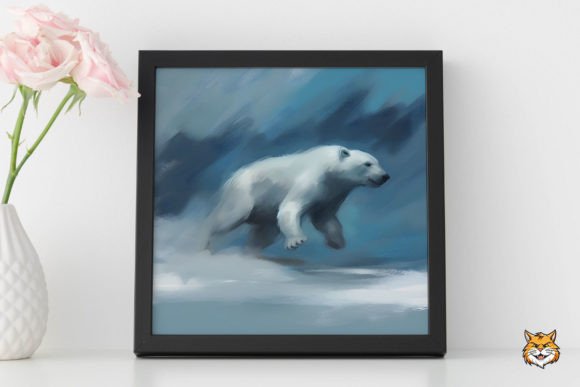 Polar Bear Sliding Across the Ice: A Watercolor Journey
