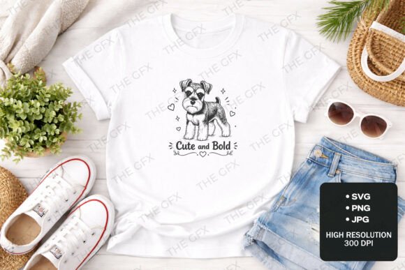 Schnauzer Dog Cute and Bold Line Art Tee