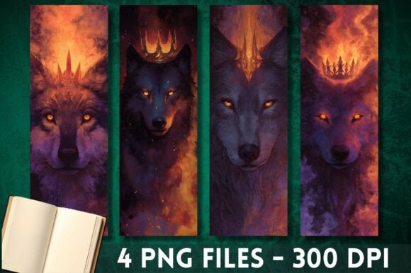 Unleash Your Inner Storyteller with the King Wolf Fire Crown Fantasy Bookmark