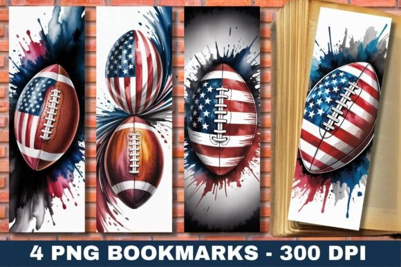 USA Football Flag Splatter Bookmark: A Bold Design Asset
