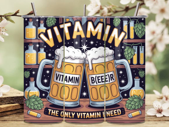 Vitamin Beer Funny Beer Tumbler Wrap PNG: Your New Favorite Design Asset