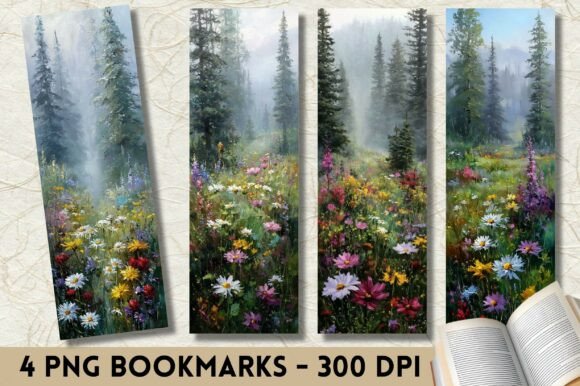 Winter Forest Purple Flowers Bookmark: A Digital Asset for Designers